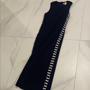 Michael Kors Navy and White Midi Dress